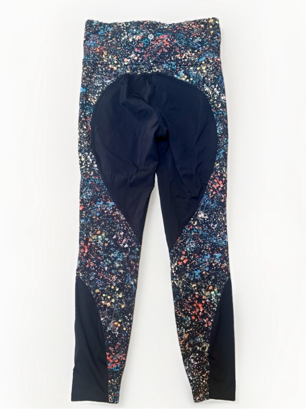 Lululemon Women’s Size 8 Black Floral High Waisted Leggings Activewear Gym